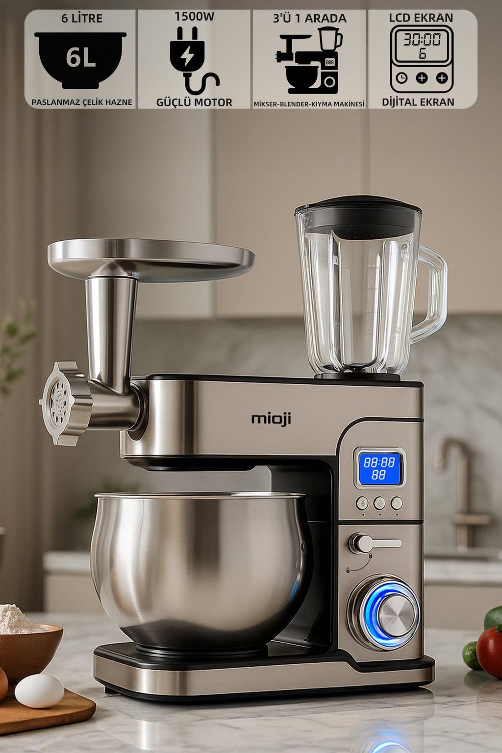 Mio MX10 6L 1500W İnox 3'ü 1 Arada Mutfak Şefi 